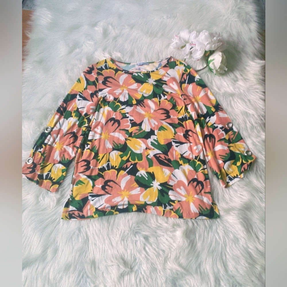 Avon Floral Long Sleeve Top Size S